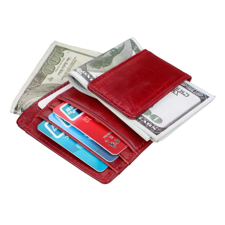 KB80 Antimagnetic RFID Crazy Horse Texture Oil Wax Leather Card Holder Wallet Billfold for Men and Women (Red) - Antimagnetic RFID Package by PMC Jewellery | Online Shopping South Africa | PMC Jewellery | Buy Now Pay Later Mobicred