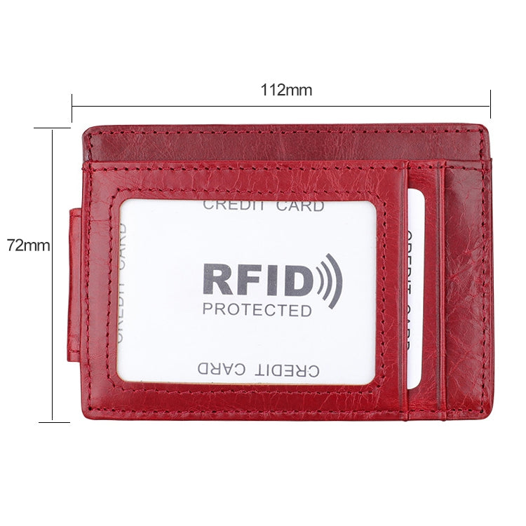 KB80 Antimagnetic RFID Crazy Horse Texture Oil Wax Leather Card Holder Wallet Billfold for Men and Women (Red) - Antimagnetic RFID Package by PMC Jewellery | Online Shopping South Africa | PMC Jewellery | Buy Now Pay Later Mobicred