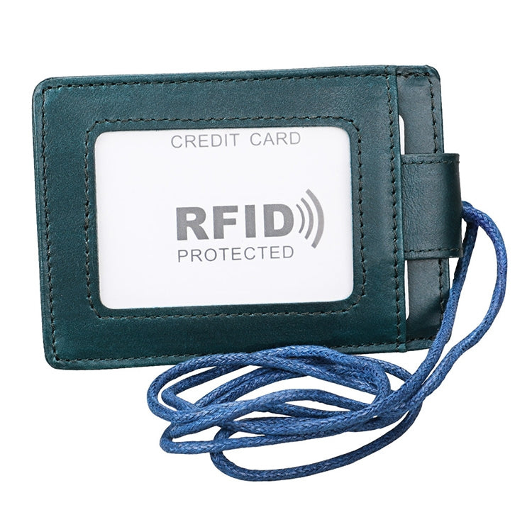 KB153 Antimagnetic RFID Leather Card Holder ID Card Badge with Lanyard(Blue) - free shipping - PMC TechLife - Order now!