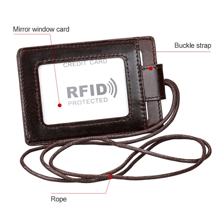 KB153 Antimagnetic RFID Leather Card Holder ID Card Badge with Lanyard(Blue) - free shipping - PMC TechLife - Order now!