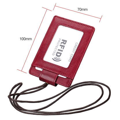 KB153 Antimagnetic RFID Leather Card Holder ID Card Badge with Lanyard(Red) - Antimagnetic RFID Package by PMC Jewellery | Online Shopping South Africa | PMC Jewellery | Buy Now Pay Later Mobicred