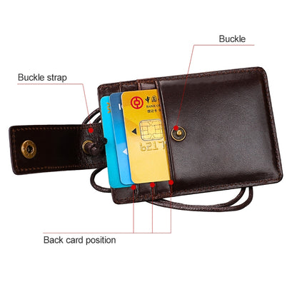 KB153 Antimagnetic RFID Leather Card Holder ID Card Badge with Lanyard(Yellowish-brown) - Antimagnetic RFID Package by PMC Jewellery | Online Shopping South Africa | PMC Jewellery | Buy Now Pay Later Mobicred