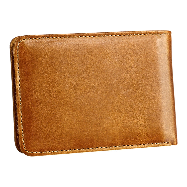 KB186 Antimagnetic RFID Mini Crazy Horse Texture Leather Billfold Card Wallet for Men and Women(Yellowish-brown) - Antimagnetic RFID Package by PMC Jewellery | Online Shopping South Africa | PMC Jewellery | Buy Now Pay Later Mobicred