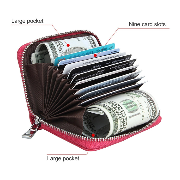 KB205 Antimagnetic RFID Litchi Texture Leather Zipper Large-capacity Card Holder Wallet(Brown) - Antimagnetic RFID Package by PMC TechLife | Online Shopping South Africa | PMC TechLife | Buy Now Pay Later Mobicred
