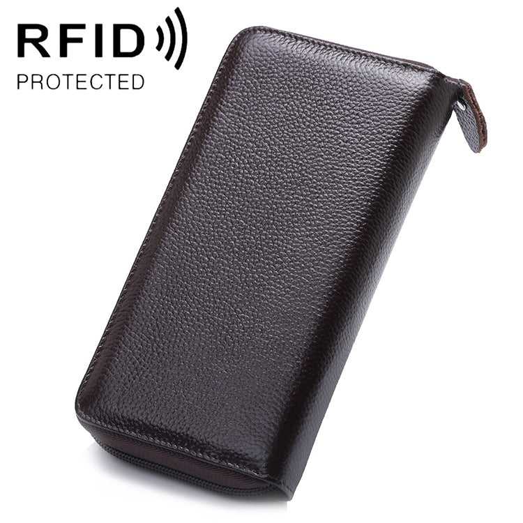 902 Antimagnetic RFID Litchi Texture Women Large Capacity Hand Wallet Purse Phone Bag with Card Slots(Coffee) - Antimagnetic RFID Package by PMC Jewellery | Online Shopping South Africa | PMC Jewellery | Buy Now Pay Later Mobicred