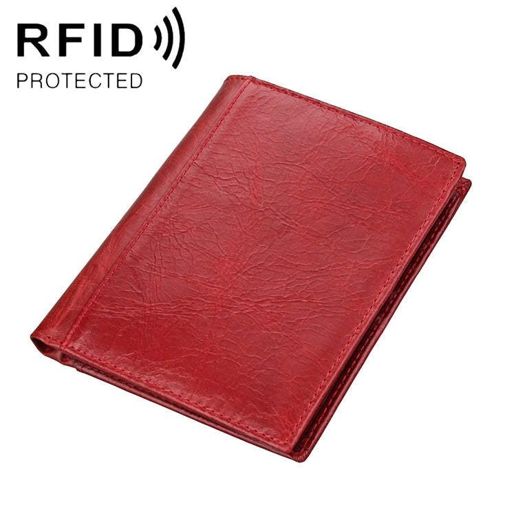 8235 Antimagnetic RFID Multi-function Crazy Horse Texture Leather Wallet Passport Bag(Red) - Antimagnetic RFID Package by PMC Jewellery | Online Shopping South Africa | PMC Jewellery | Buy Now Pay Later Mobicred