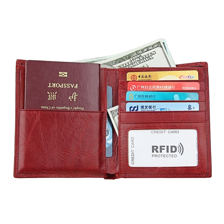 8235 Antimagnetic RFID Multi-function Crazy Horse Texture Leather Wallet Passport Bag(Red) - Antimagnetic RFID Package by PMC Jewellery | Online Shopping South Africa | PMC Jewellery | Buy Now Pay Later Mobicred