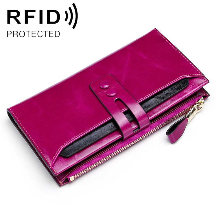 8239 Antimagnetic RFID Multi-function Leather Lady Wallet Large-capacity Purse with Detachable Card Holder (Rose Purple) - Antimagnetic RFID Package by PMC Jewellery | Online Shopping South Africa | PMC Jewellery | Buy Now Pay Later Mobicred