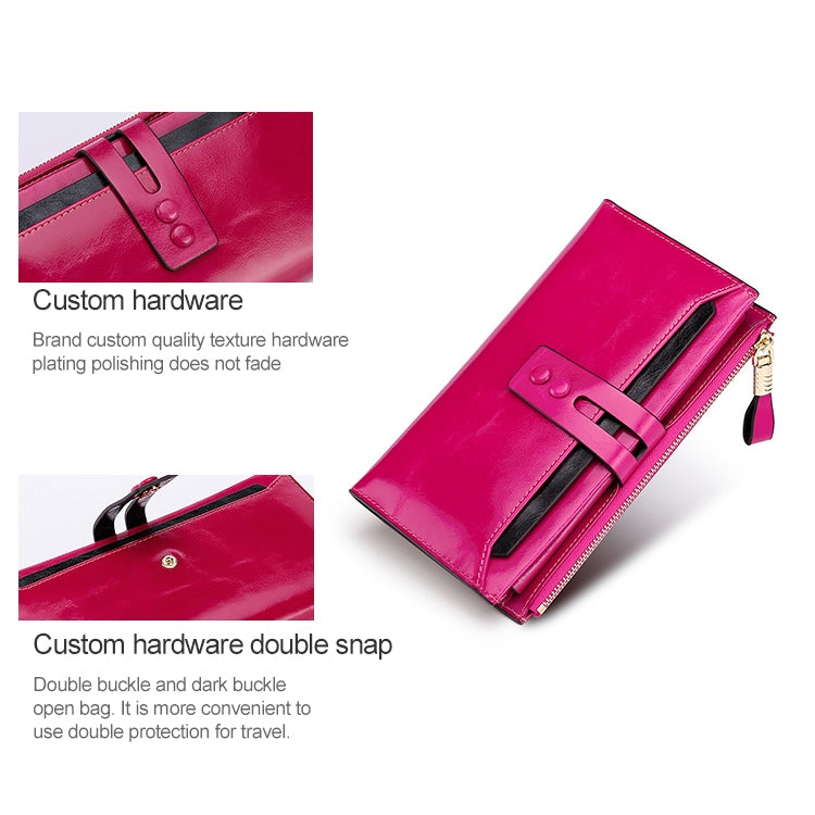 8239 Antimagnetic RFID Multi-function Leather Lady Wallet Large-capacity Purse with Detachable Card Holder (Rose Purple) - Antimagnetic RFID Package by PMC Jewellery | Online Shopping South Africa | PMC Jewellery | Buy Now Pay Later Mobicred