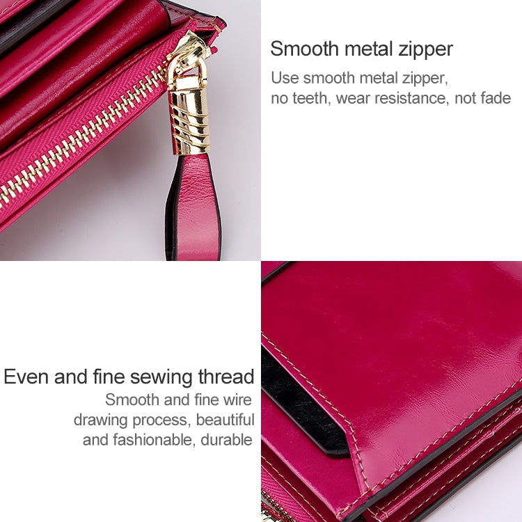 8239 Antimagnetic RFID Multi-function Leather Lady Wallet Large-capacity Purse with Detachable Card Holder (Rose Purple) - Antimagnetic RFID Package by PMC TechLife | Online Shopping South Africa | PMC TechLife | Buy Now Pay Later Mobicred