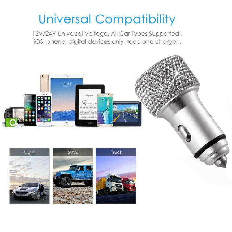 Car Diamond Aluminium Alloy QC3.0 Dual USB Quick Charger(Red) - free shipping - PMC TechLife - Order now!