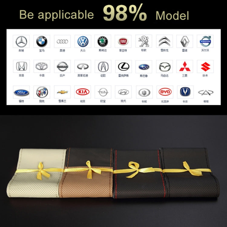Car Genuine Leather Hand-stitched Adaptation Steering Wheel Cover, For Steering Wheel Size 37-38cm(Black) - free shipping - PMC TechLife - Order now!