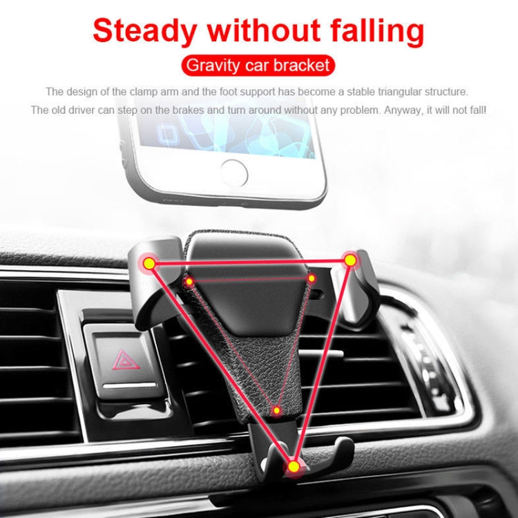 Litchi Texture Gravity Car Mount Phone Holder (White) - Car Holders by PMC TechLife | Online Shopping South Africa | PMC TechLife