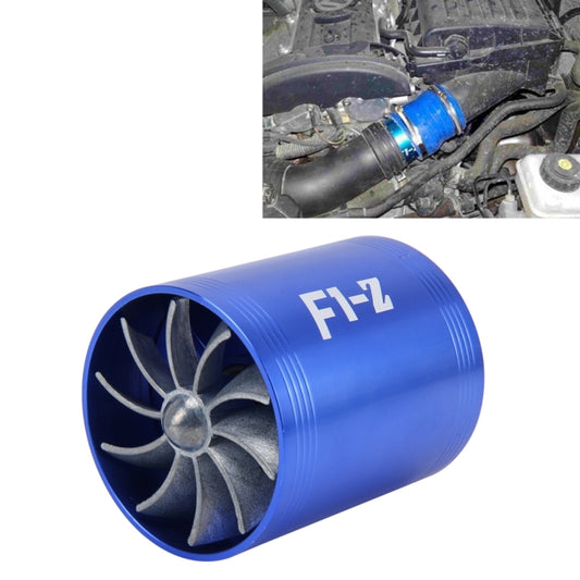 F1-Z Car Stainless Universal Supercharger Dual Double Turbine Air Intake Fuel Saver Turbo Turboing Charger Fan Set kit(Blue) - Engine Fittings by PMC Jewellery | Online Shopping South Africa | PMC Jewellery