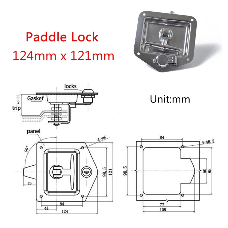 Folding T Handle Lock Stainless Steel Flush Mount Tool Box for Trailer / Yacht / Truck - Locks & Hasps by PMC Jewellery | Online Shopping South Africa | PMC Jewellery