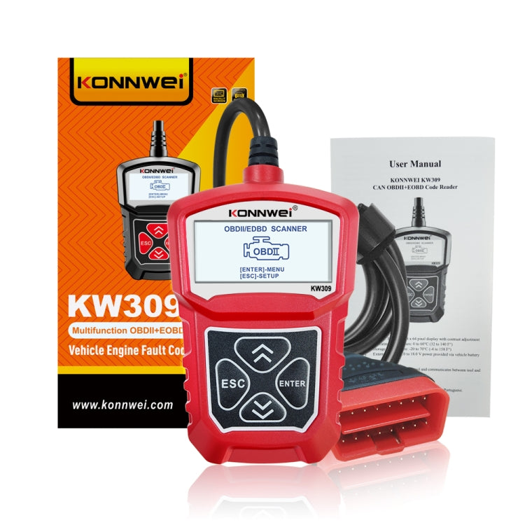KONNWEI KW309 V309 V310 MS309 Code Reader OBD2 Scanner Diagnostic Tool(Red) - free shipping - PMC TechLife - Order now!