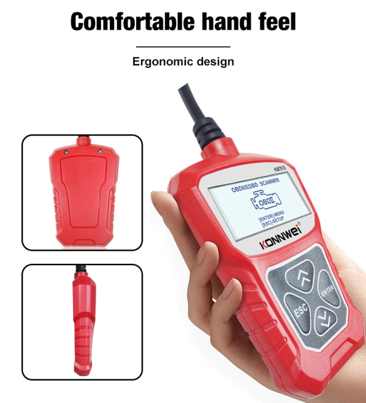 KONNWEI KW310 OBD Car Fault Detector Code Reader ELM327 OBD2 Scanner Diagnostic Tool(Red) - Code Readers & Scan Tools by KONNWEI | Online Shopping South Africa | PMC TechLife | Buy Now Pay Later Mobicred