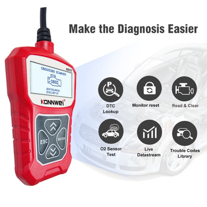 KONNWEI KW310 OBD Car Fault Detector Code Reader ELM327 OBD2 Scanner Diagnostic Tool(Red) - Code Readers & Scan Tools by KONNWEI | Online Shopping South Africa | PMC Jewellery