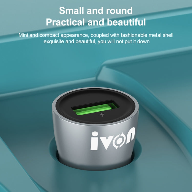 IVON CC39 18W 3.1A QC 3.0 USB Car Charger + 1m USB to 8 Pin Fast Charge Data Cable Set - Car Charger by IVON | Online Shopping South Africa | PMC Jewellery