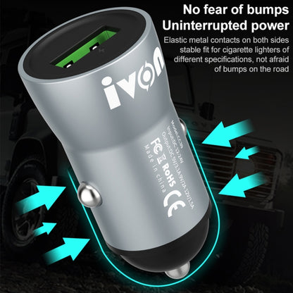 IVON CC39 18W 3.1A QC 3.0 USB Car Charger + 1m USB to 8 Pin Fast Charge Data Cable Set - Car Charger by IVON | Online Shopping South Africa | PMC Jewellery