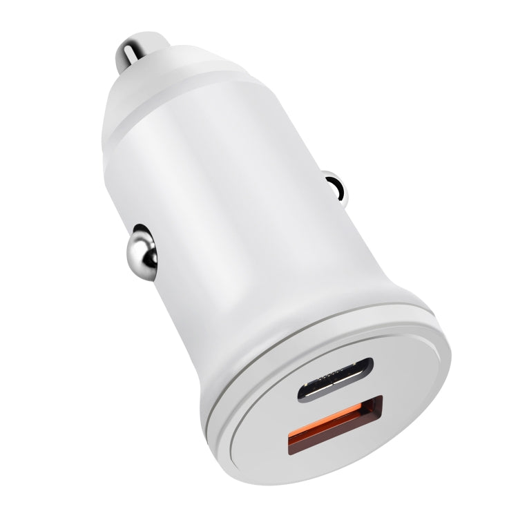 PD 20W USB-C / Type-C + QC 3.0 USB Interface Fast Charging Car Charger (White) - Car Charger by PMC Jewellery | Online Shopping South Africa | PMC Jewellery