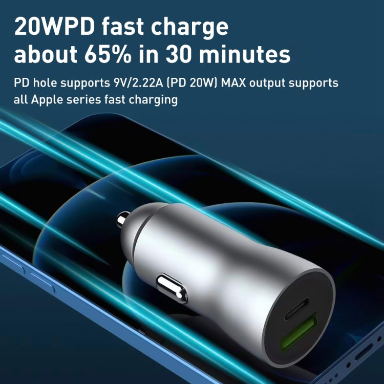 20W PD+22.5W USB Ports Car Charger, Compatible with Android and IOS (Grey) - Car Charger by PMC TechLife | Online Shopping South Africa | PMC TechLife