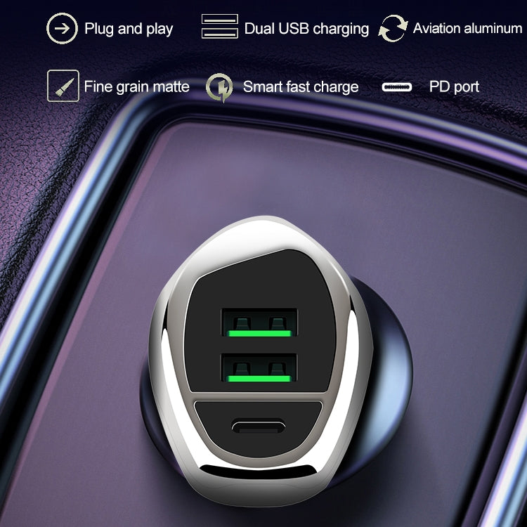 WLX-K1 QC3.0 Dual USB + Type-C Triple Car Charger (Gold) - Car Charger by PMC TechLife | Online Shopping South Africa | PMC TechLife