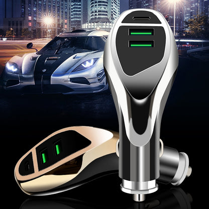 WLX-K1 QC3.0 Dual USB + Type-C Triple Car Charger (Gold) - Car Charger by PMC Jewellery | Online Shopping South Africa | PMC Jewellery