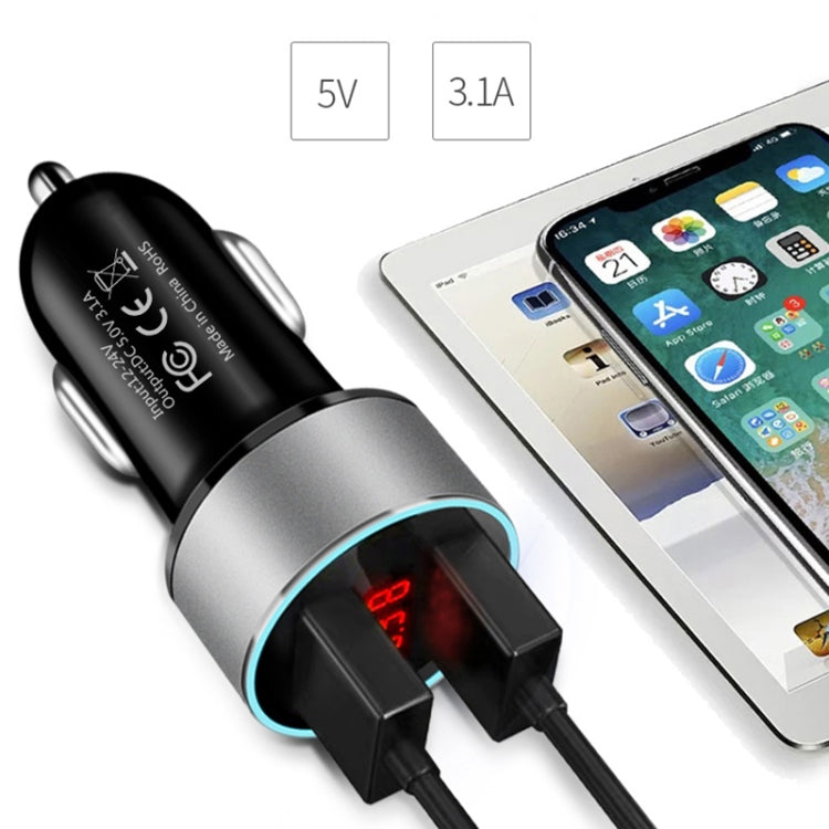JMG-C016A 5 PCS 5V 3.1A Car Dual USB Charger with LED Display(Blue) - free shipping - PMC TechLife - Order now!