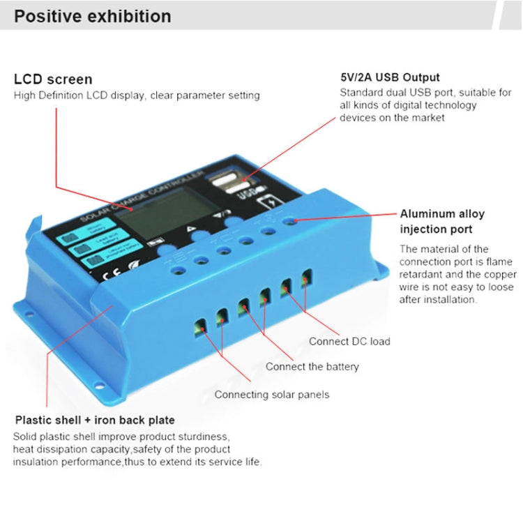 30A Solar Charge Controller 12V / 24V Lithium Lead-Acid Battery Charge Discharge PV Controller - Voltage Stabilizer by PMC TechLife | Online Shopping South Africa | PMC TechLife
