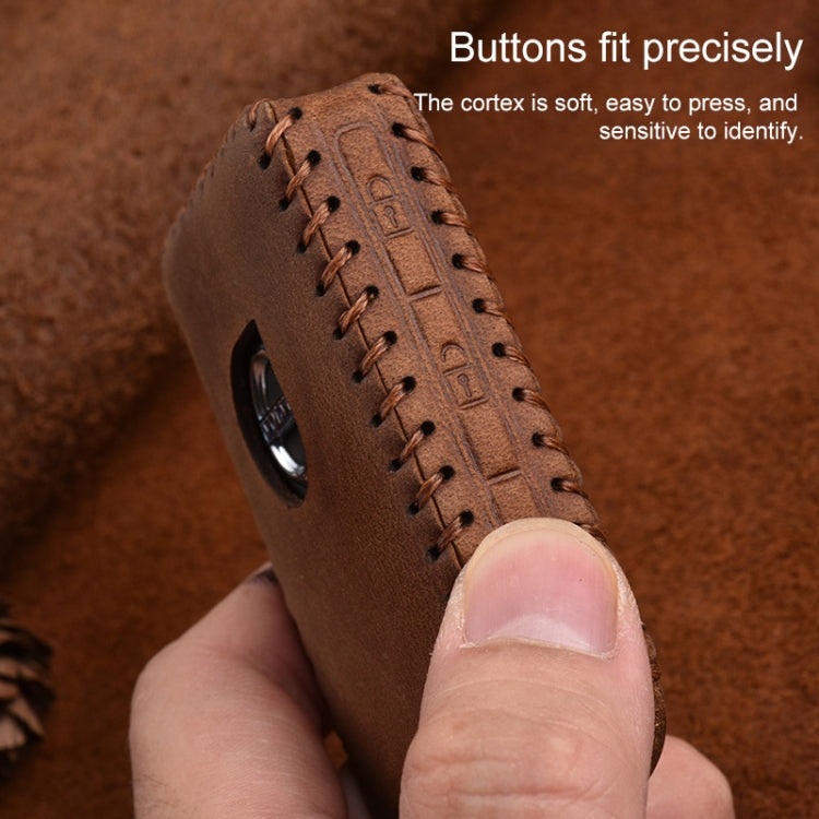 For Volvo Single Slit Style Car Cowhide Leather Key Protective Cover Key Case (Black) - Car Key Cases by PMC TechLife | Online Shopping South Africa | PMC TechLife
