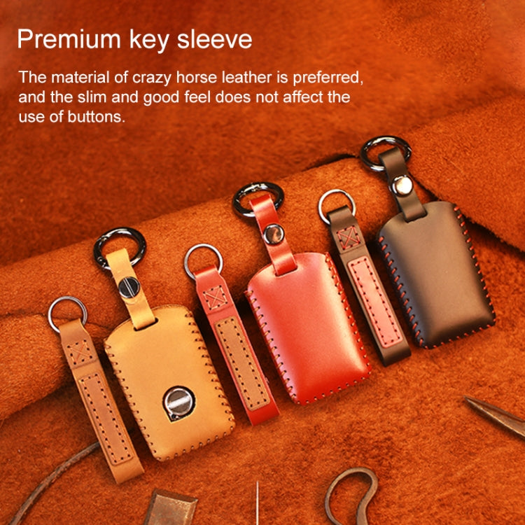 For Volvo Single Slit Style Car Cowhide Leather Key Protective Cover Key Case (Red) - Car Key Cases by PMC TechLife | Online Shopping South Africa | PMC TechLife