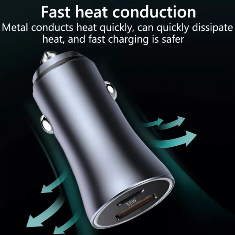 2pcs PD 20W Aluminum Alloy Dual Interface Car Fast Charger (Blue) - Car Charger by PMC TechLife | Online Shopping South Africa | PMC TechLife