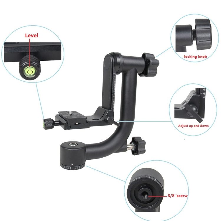 YELANGU Horizontal 360 Degree Gimbal Tripod Head for Home DV and SLR Cameras(Black) - Tripod Heads by YELANGU | Online Shopping South Africa | PMC Jewellery | Buy Now Pay Later Mobicred