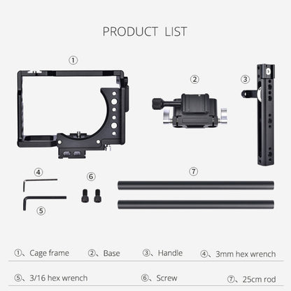 YELANGU CA7 YLG0908A-A Handle Video Camera Cage Stabilizer for  Sony A7K & A7X & A73  & A7S & A7R & A7RII & A7SII(Black) - Camera Cage by YELANGU | Online Shopping South Africa | PMC Jewellery | Buy Now Pay Later Mobicred