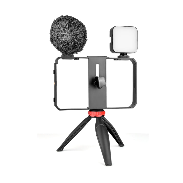 YELANGU PC204 YLG1801D Vlogging Live Broadcast LED Selfie Light Smartphone Video Rig Handle Stabilizer Bracket Kits with Microphone & Tripod - Camera Cage by YELANGU | Online Shopping South Africa | PMC Jewellery | Buy Now Pay Later Mobicred