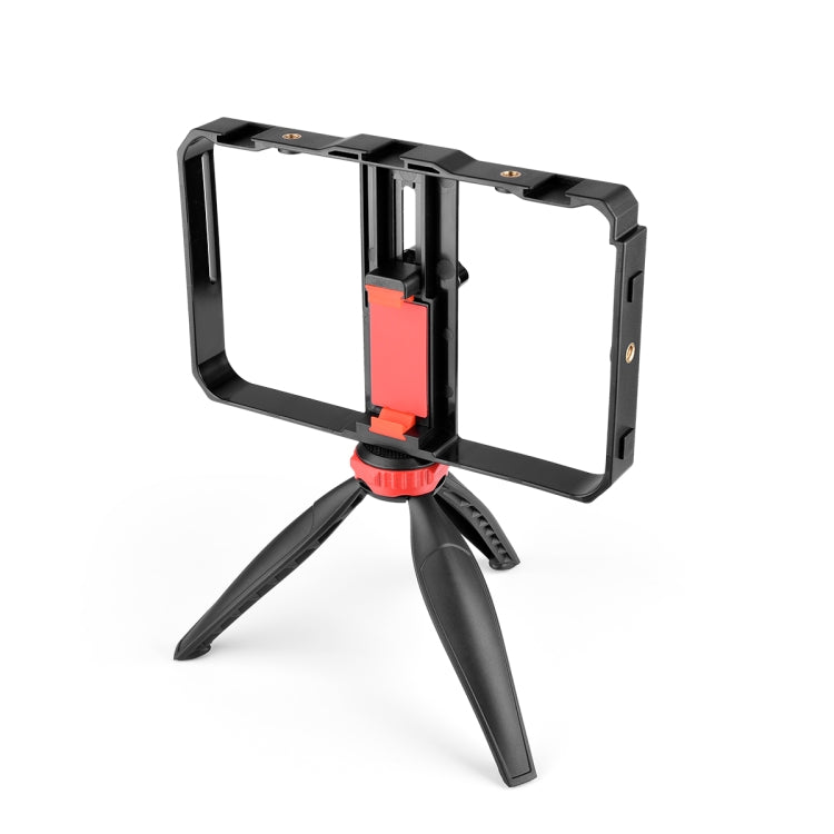 YELANGU PC204 YLG1801D Vlogging Live Broadcast LED Selfie Light Smartphone Video Rig Handle Stabilizer Bracket Kits with Microphone & Tripod - Camera Cage by YELANGU | Online Shopping South Africa | PMC Jewellery | Buy Now Pay Later Mobicred