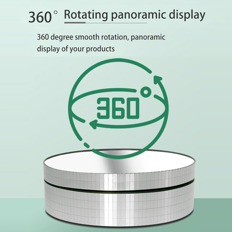 12cm 360 Degree Rotating Turntable Mirror Electric Display Stand Video Shooting Props Turntable, Load: 3kg (Silver) - free shipping - PMC TechLife - Order now!
