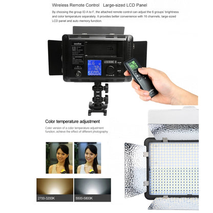 Godox LED308C II 308LEDs Dimmable Photography Light 860LUX Professional Vlogging Video & Photo Studio Light for Canon / Nikon DSLR Cameras(Black) -  by Godox | Online Shopping South Africa | PMC Jewellery | Buy Now Pay Later Mobicred