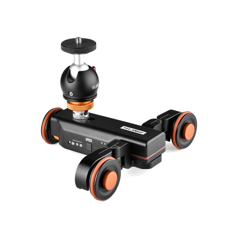 YELANGU L4X-BC Camera Wheel Dolly II Electric Track Slider 3-Wheel Video Pulley Rolling Dolly Car with Ballhead, Load: 3kg (Black) - Camera Dolly by YELANGU | Online Shopping South Africa | PMC Jewellery | Buy Now Pay Later Mobicred