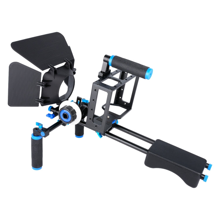 YELANGU D222 Dual Handles Camera Shoulder Mount + Camera Cage Stabilizer Kit with Matte Box + Follow Focus for DSLR Camera / Video Camera - Shoulder Rigs by YELANGU | Online Shopping South Africa | PMC Jewellery | Buy Now Pay Later Mobicred