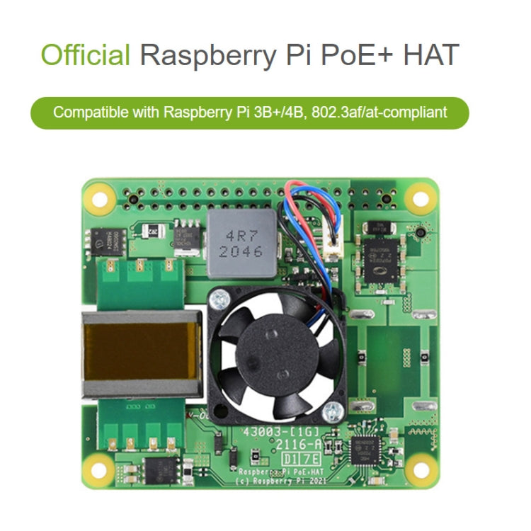 Waveshare Raspberry Pi PoE+ HAT Ethernet Expansion Board for Raspberry Pi 3B+/4B - Modules Expansions Accessories by WAVESHARE | Online Shopping South Africa | PMC Jewellery | Buy Now Pay Later Mobicred