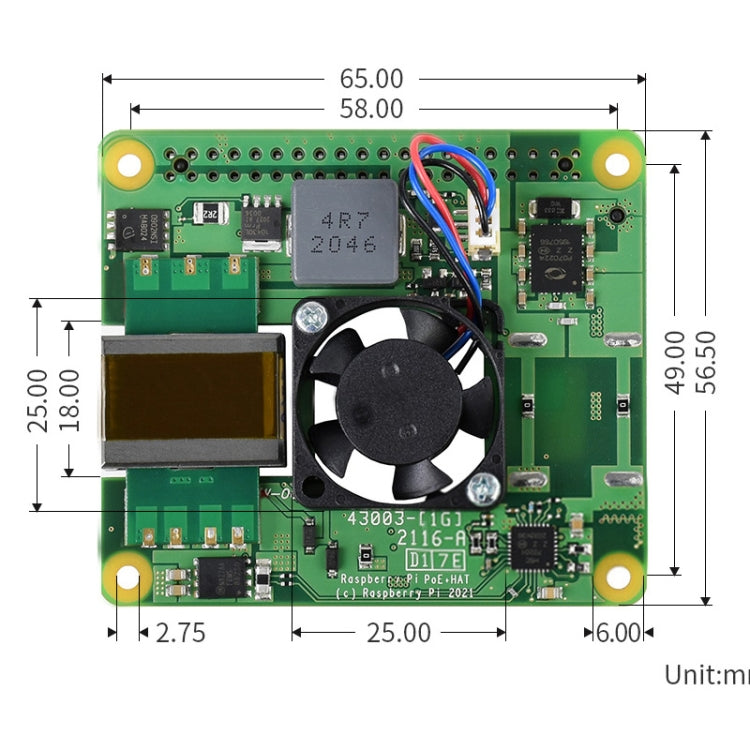 Waveshare Raspberry Pi PoE+ HAT Ethernet Expansion Board for Raspberry Pi 3B+/4B - Modules Expansions Accessories by WAVESHARE | Online Shopping South Africa | PMC Jewellery | Buy Now Pay Later Mobicred