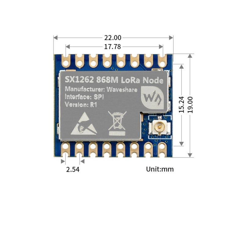 Waveshare Core1262-868M Anti-Interference SX1262 LoRa Module, EU868 Band - free shipping - PMC TechLife - Order now!