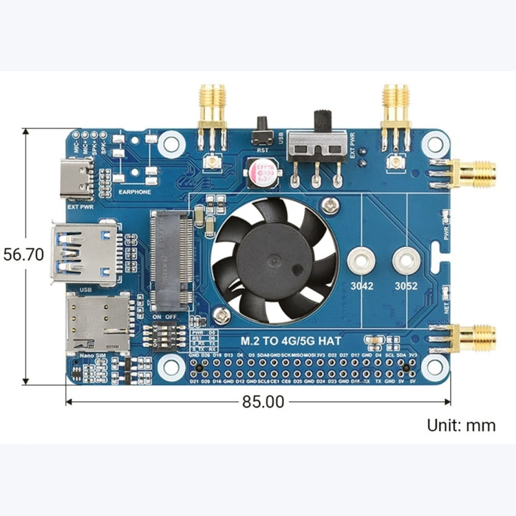 Waveshare RM500U-CN 5G HAT Quad Antennas LTE-A Multi Band Module Board for Raspberry Pi - free shipping - PMC TechLife - Order now!