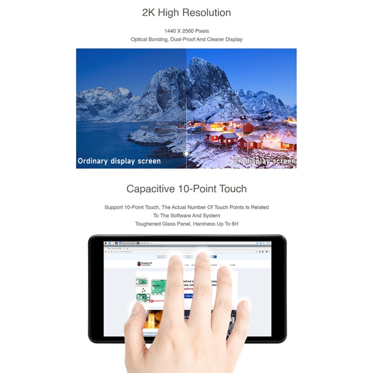 Waveshare 5.5 inch 1440 x 2560 2K Capacitive Touch LCD Display IPS Screen for Raspberry Pi , HDMI Interface - free shipping - PMC TechLife - Order now!