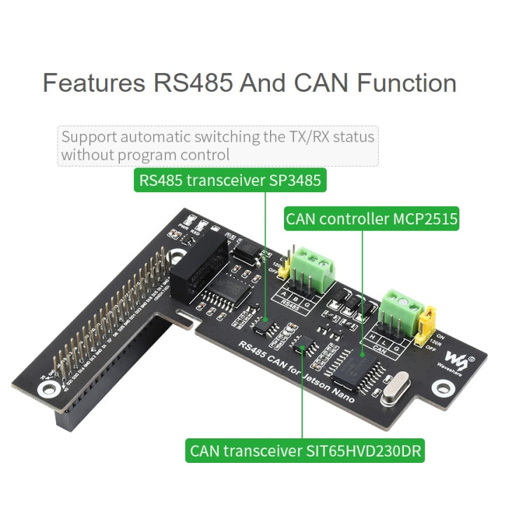 Waveshare RS485 CAN Expansion Board for Jetson Nano, Digital Isolation, Built-In Protection Circuit - free shipping - PMC TechLife - Order now!