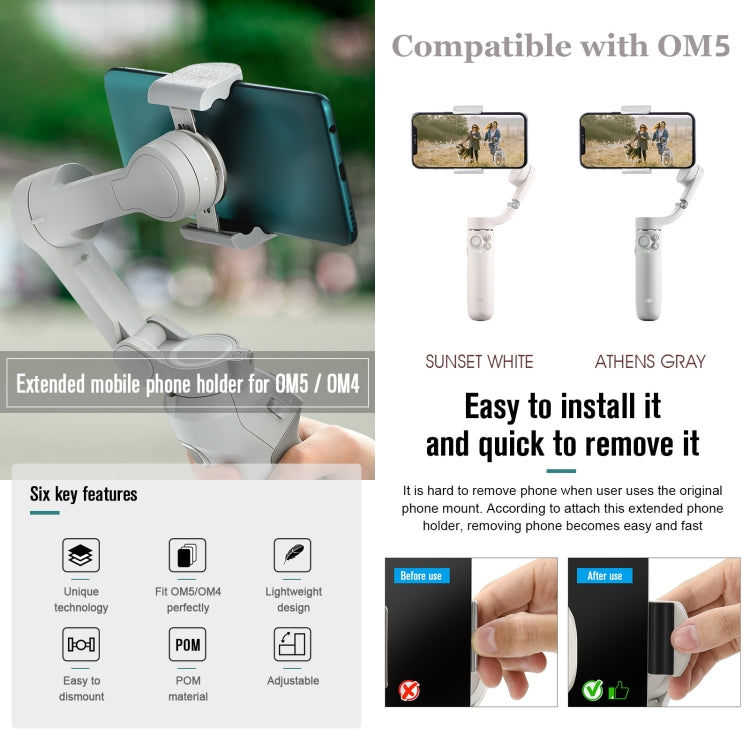 For DJI OM4 STARTRC Handheld Gimbal Quick Release Magnetic Buckle Clamp Expansion Bracket (Grey) -  by STARTRC | Online Shopping South Africa | PMC TechLife | Buy Now Pay Later Mobicred
