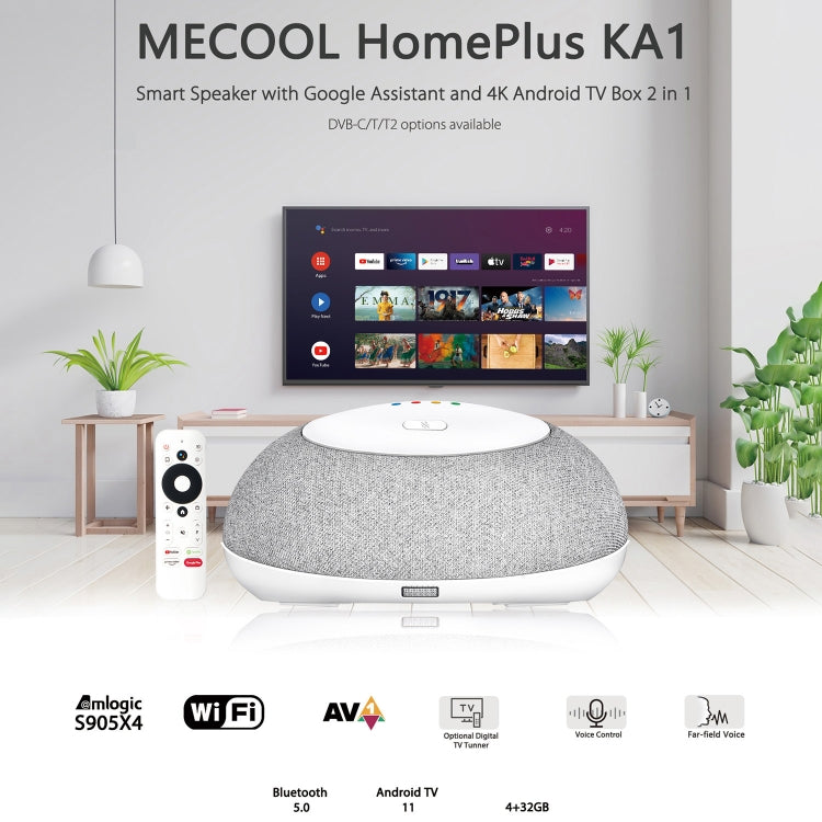 MECOOL KA1 Smart TV Speaker Android 11 TV Box with Remote Control, Amlogic S905X4 Quad Core Cortex-A55, 4GB+32GB, Dual-Band / Bluetooth / Ethernet / OTT(AU Plug) - Amlogic S905 by MECOOL | Online Shopping South Africa | PMC Jewellery | Buy Now Pay Later Mobicred