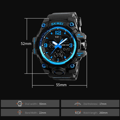 SKMEI 1155B Multifunctional Men Outdoor Sports Noctilucent Waterproof Large Dial Wrist Watch(Black) - Sport Watches by SKMEI | Online Shopping South Africa | PMC Jewellery | Buy Now Pay Later Mobicred